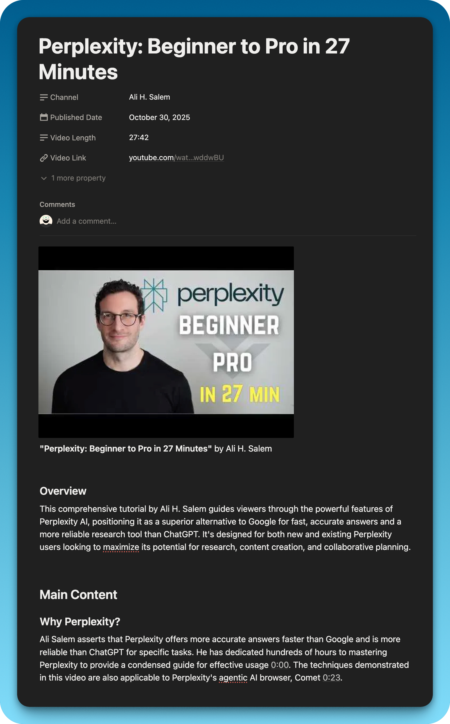 Preview of the Notion page